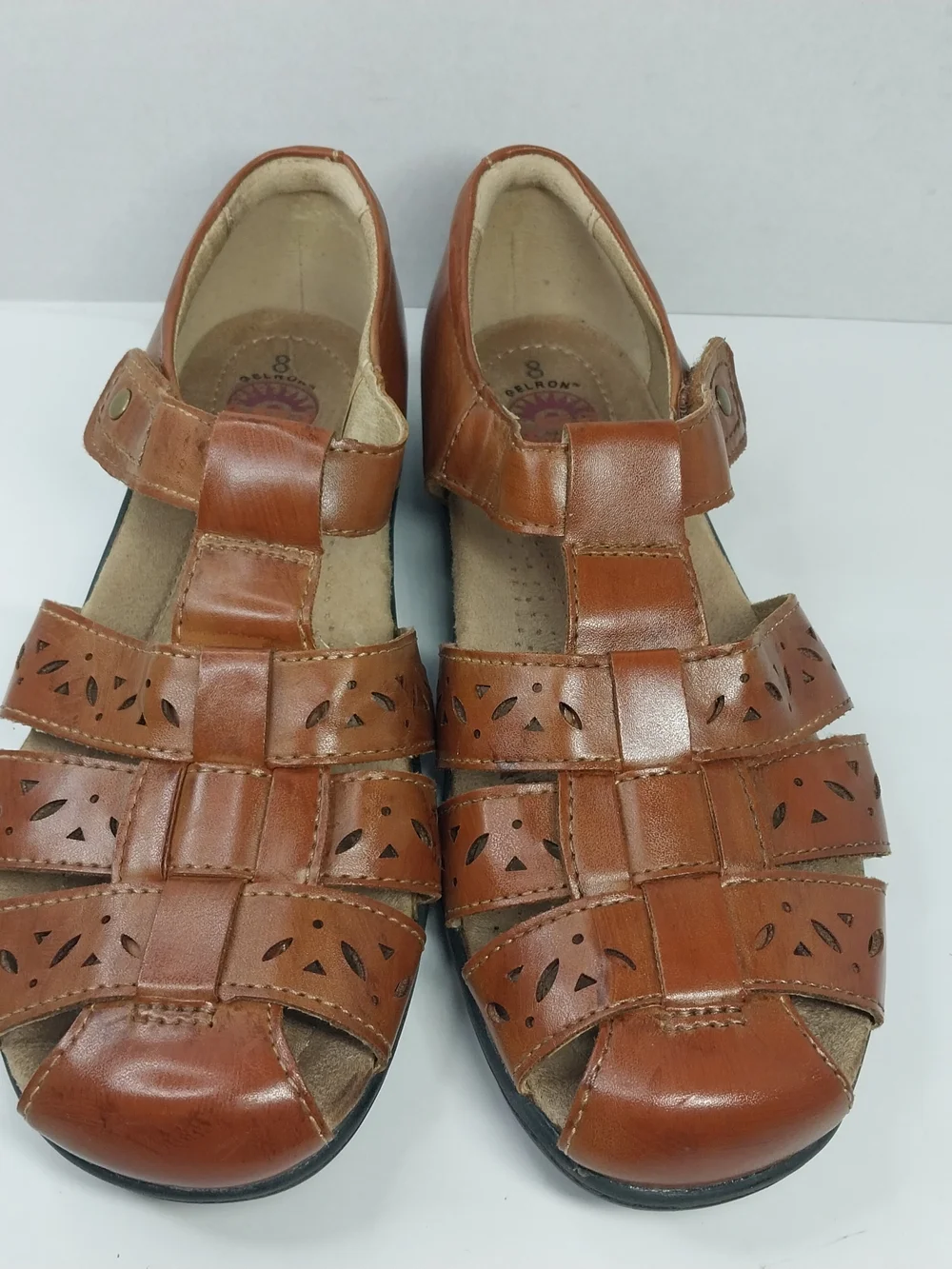 Earth Spirit Sandal Womens 8 Brown Fisherman Closed Toe Slip On Casual Leather - Picture 2 of 12